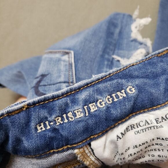 American Eagle Next Level Stretch X Size 0 Hi-Rise distressed Jegging - Picture 7 of 14